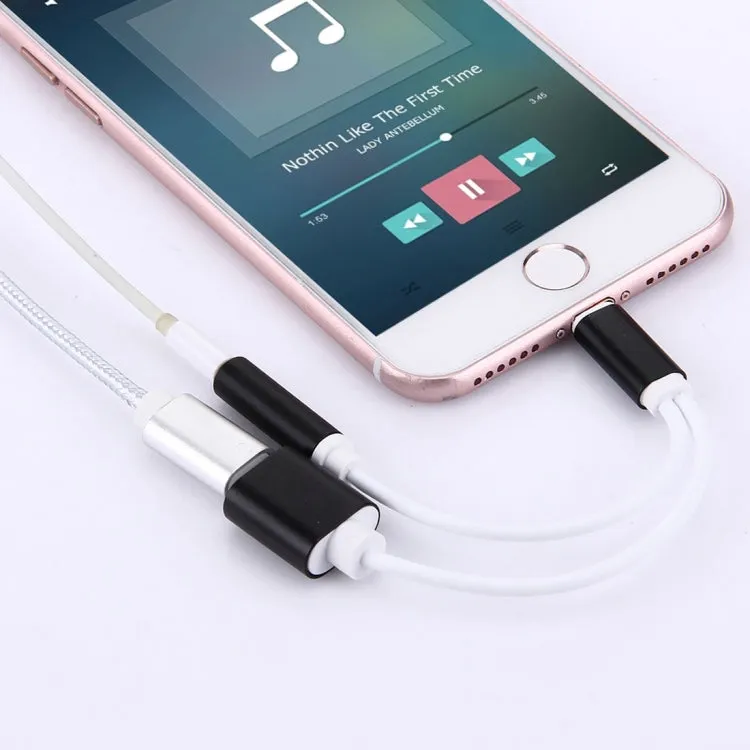 10cm 8 Pin Female & 3.5mm Audio Female to 8 Pin Male Charger&#160;Adapter Cable, Support All IOS Systems(Black)