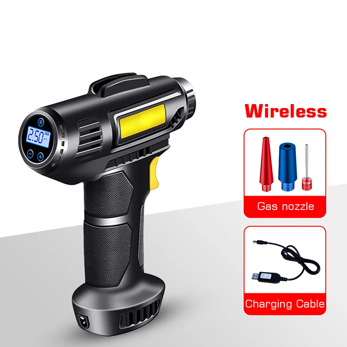 120W Portable Car Air Compressor; Wired/Wireless Handheld Car