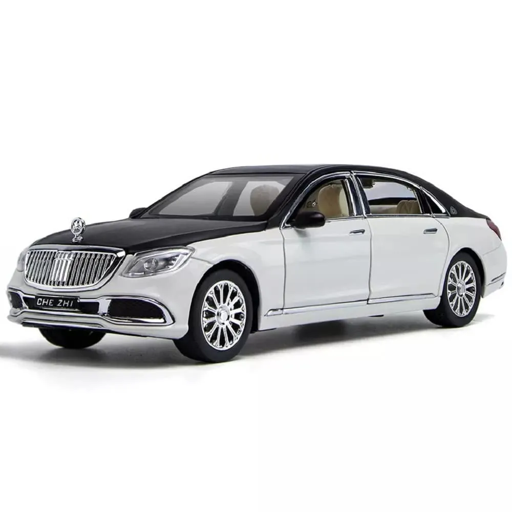 1:24 SCALE MERCEDES MAYBACH S600 TOY CAR METAL PULL BACK DIECAST CAR WITH OPENABLE DOOR AND SOUND LIGHT, GIFTS TOYS FOR KIDS【 COLOR AS PER STOCK 】