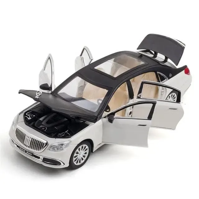 1:24 SCALE MERCEDES MAYBACH S600 TOY CAR METAL PULL BACK DIECAST CAR WITH OPENABLE DOOR AND SOUND LIGHT, GIFTS TOYS FOR KIDS【 COLOR AS PER STOCK 】