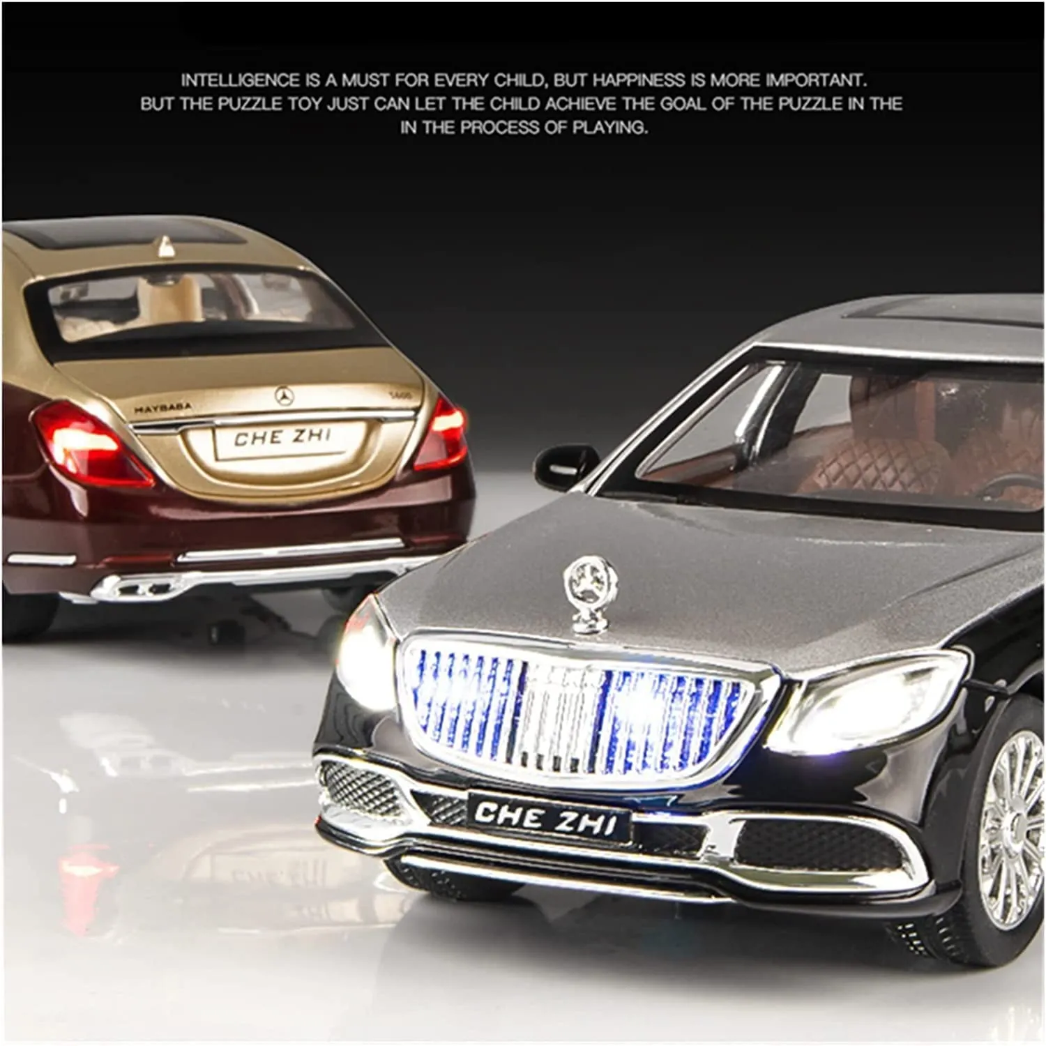 1:24 SCALE MERCEDES MAYBACH S600 TOY CAR METAL PULL BACK DIECAST CAR WITH OPENABLE DOOR AND SOUND LIGHT, GIFTS TOYS FOR KIDS【 COLOR AS PER STOCK 】