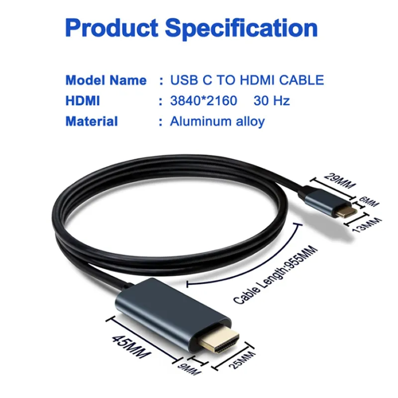 1.8M 4K Universal Usb Type-C To Hdmi Adapter
