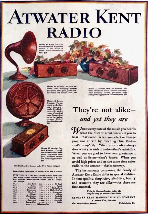 1927 Atwater Kent Valve Radio Receiving Set Table Model 33