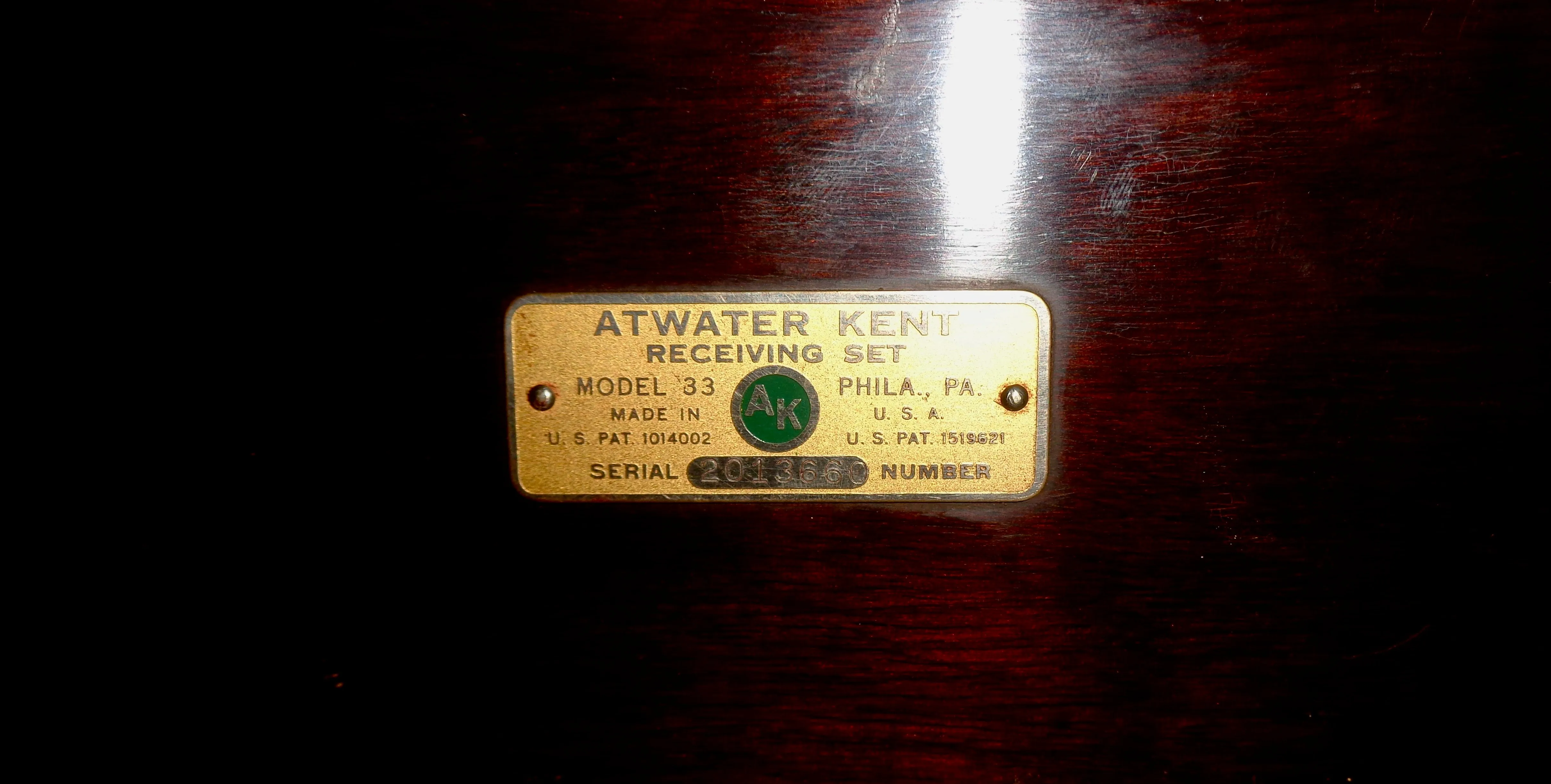 1927 Atwater Kent Valve Radio Receiving Set Table Model 33
