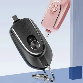 2-in-1 Connector Power Station Portable Charger Mini Emergency Keychain Power Bank