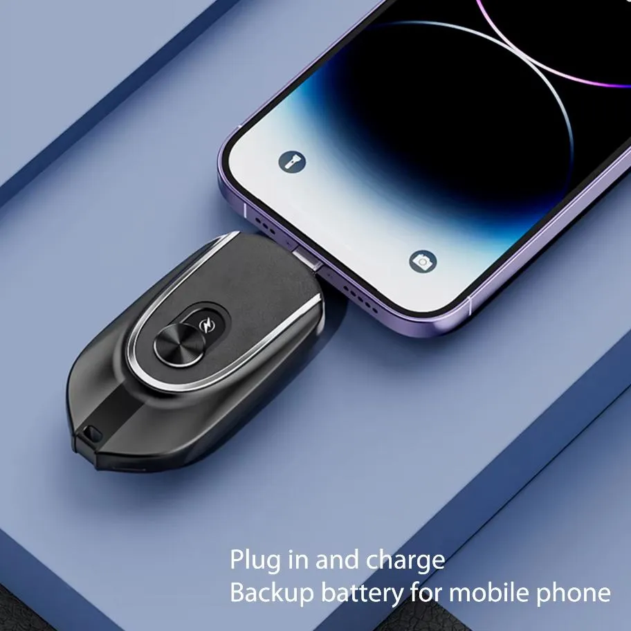2-in-1 Connector Power Station Portable Charger Mini Emergency Keychain Power Bank