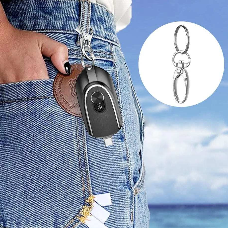 2-in-1 Connector Power Station Portable Charger Mini Emergency Keychain Power Bank