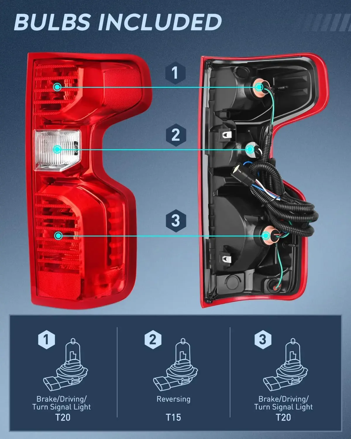 2019-2023 Chevy Silverado 1500 2020-2023 Chevy Silverado 2500HD 3500HD Tail light Assembly Rear Lamp Replacement OE Style Passenger Side