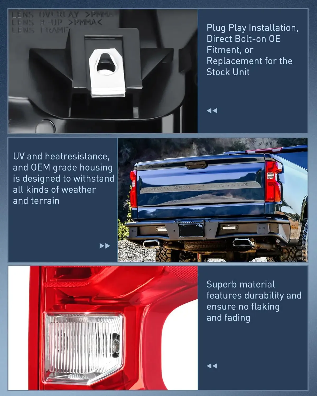 2019-2023 Chevy Silverado 1500 2020-2023 Chevy Silverado 2500HD 3500HD Tail light Assembly Rear Lamp Replacement OE Style Passenger Side