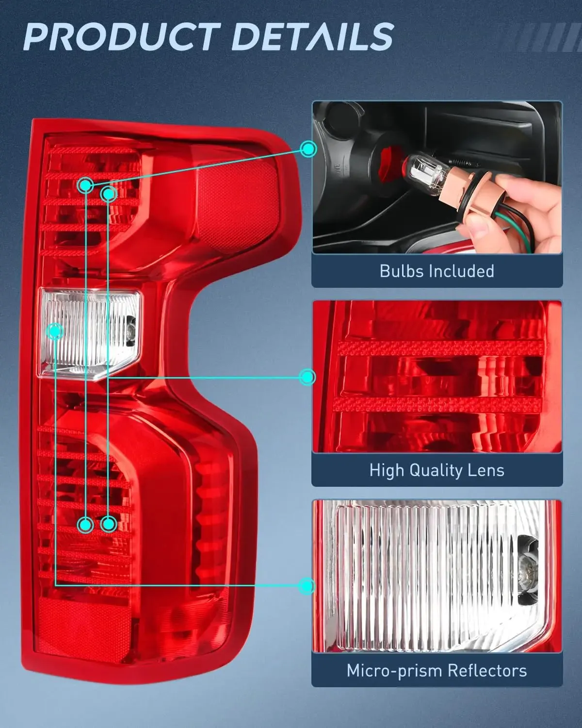 2019-2023 Chevy Silverado 1500 2020-2023 Chevy Silverado 2500HD 3500HD Tail light Assembly Rear Lamp Replacement OE Style Passenger Side