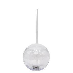 20oz LED Disco Ball Glass with Lid and Straw (Each)