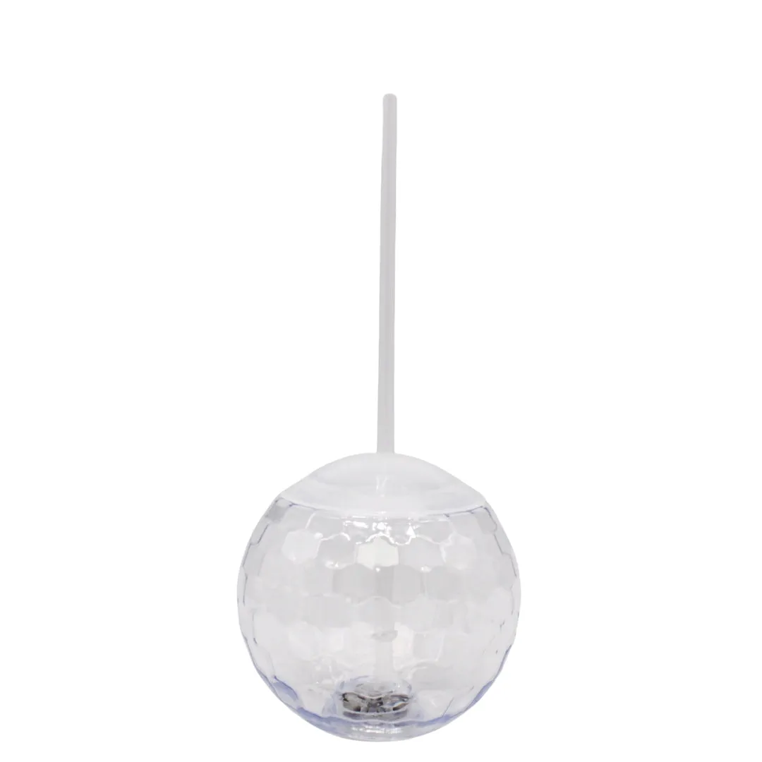 20oz LED Disco Ball Glass with Lid and Straw (Each)