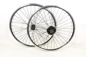 26" MTB Bike Wheels (559 X 19c) 7 Speed Shimano Cassette Hubs Black Dual Wall Rims
