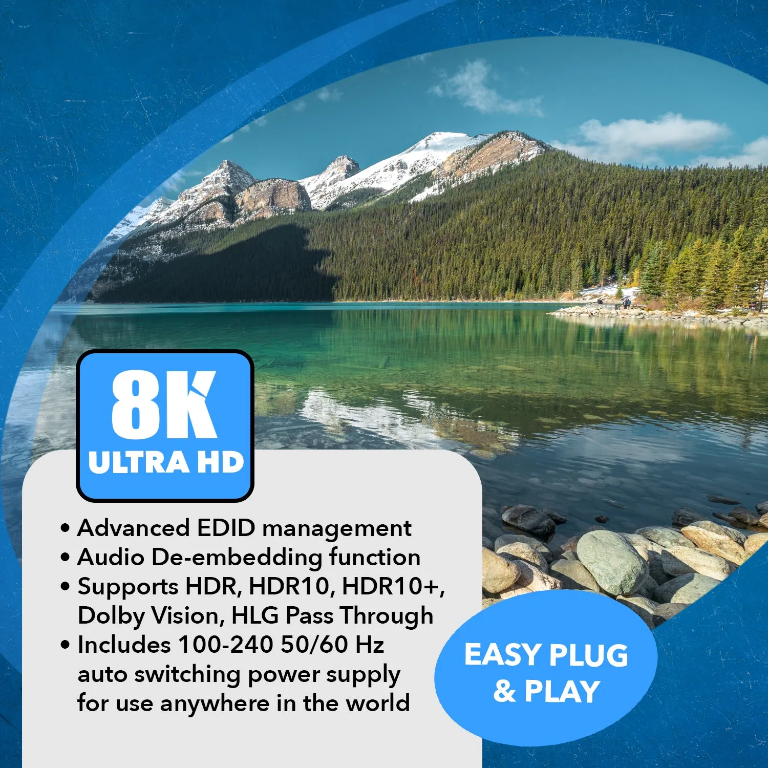 2x1 HDMI Switcher W/ Audio Out: 2-in 1-out, UltraHD 8K, EDID (BK-21A)