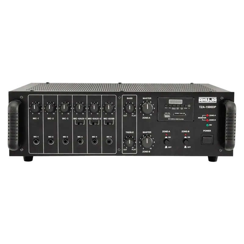 Ahuja PA Amplifier Two Zone 80W 80W w/ USB 6-Microphone 2-Aux input and Impedance/voltage Output - TZA1500DP
