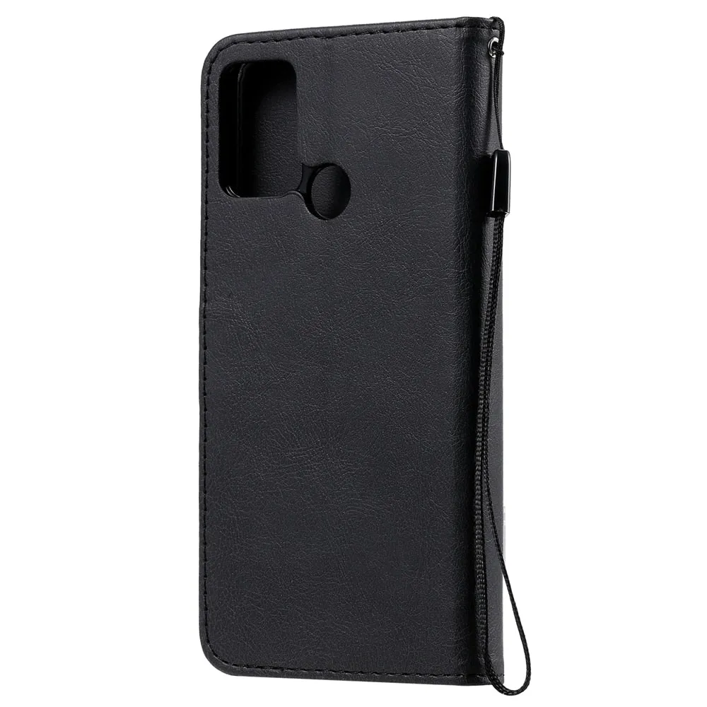 Anymob Black Leather Case Magnetic Flip Cover Wallet Phone Protection for Huawei P Smart 2020