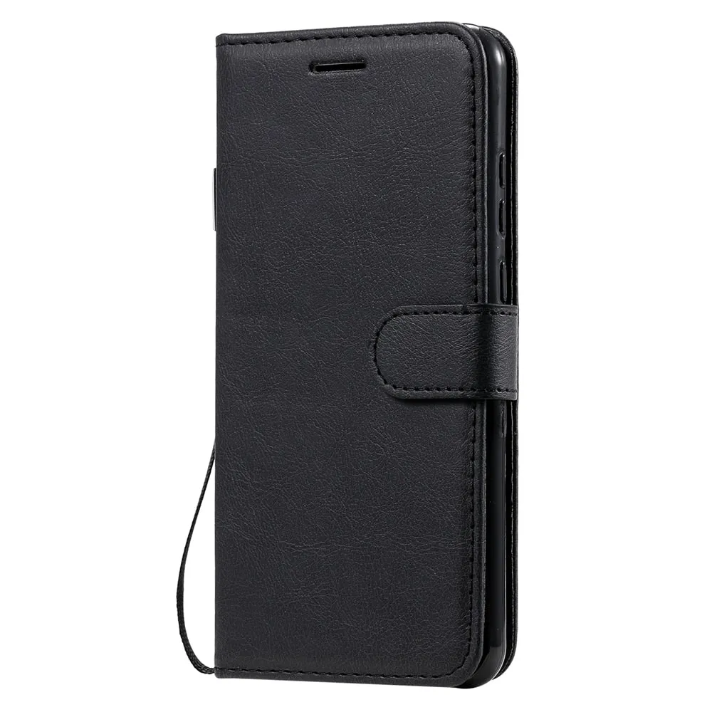 Anymob Black Leather Case Magnetic Flip Cover Wallet Phone Protection for Huawei P Smart 2020