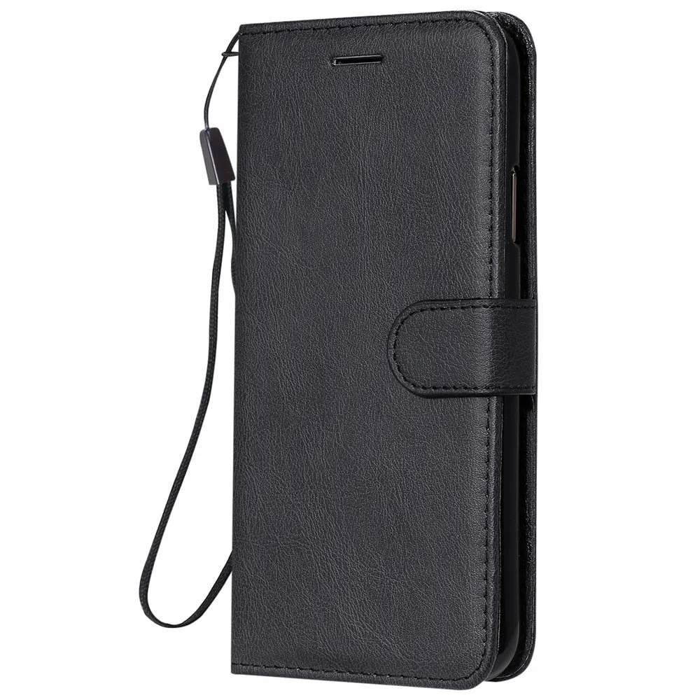 Anymob Black Leather Case Magnetic Flip Cover Wallet Phone Protection for Huawei P Smart 2020