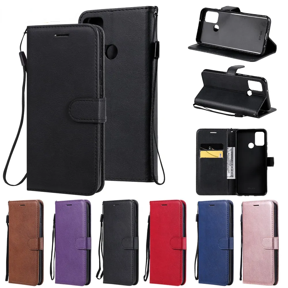 Anymob Black Leather Case Magnetic Flip Cover Wallet Phone Protection for Huawei P Smart 2020