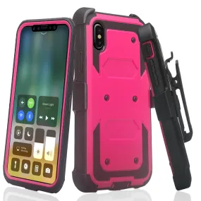 Apple iPhone 11 Case, iPhone 11 Case, Triple Protection 3-1 w/ Built in Screen Protector Heavy Duty Holster Shell Combo Case - Hot Pink