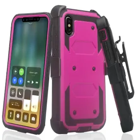 Apple iPhone 11 Case, iPhone 11 Case, Triple Protection 3-1 w/ Built in Screen Protector Heavy Duty Holster Shell Combo Case - Purple
