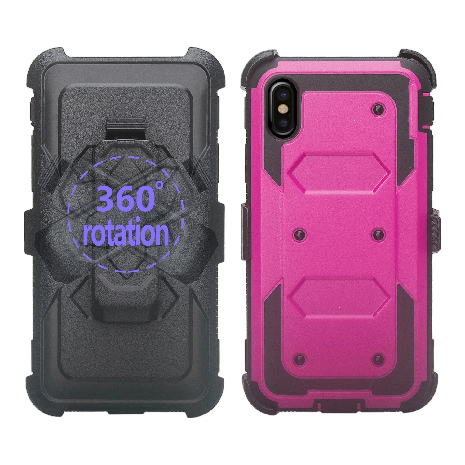 Apple iPhone 11 Case, iPhone 11 Case, Triple Protection 3-1 w/ Built in Screen Protector Heavy Duty Holster Shell Combo Case - Purple