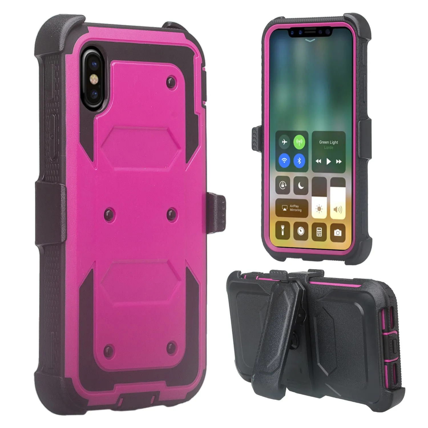 Apple iPhone 11 Case, iPhone 11 Case, Triple Protection 3-1 w/ Built in Screen Protector Heavy Duty Holster Shell Combo Case - Purple