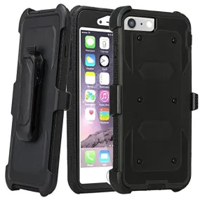 Apple iPhone 7 Plus Case / Triple Protection 3-1 w/ Built in Screen Protector Heavy Duty Rotating Swivel Holster Shell Combo Case for iPhone 7Plus - Black