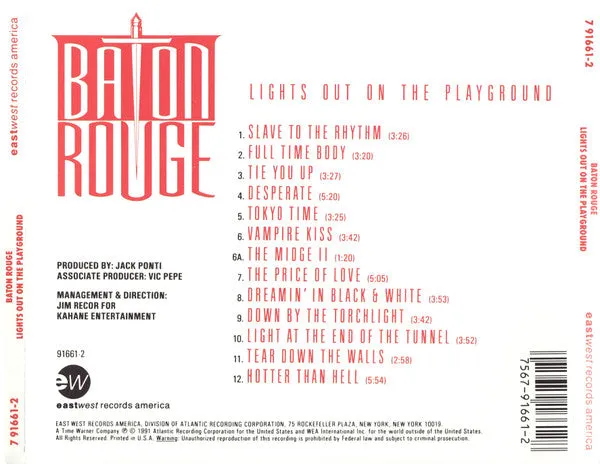Baton Rouge (3) - Lights Out On The Playground (CD, Album) (NM or M-)