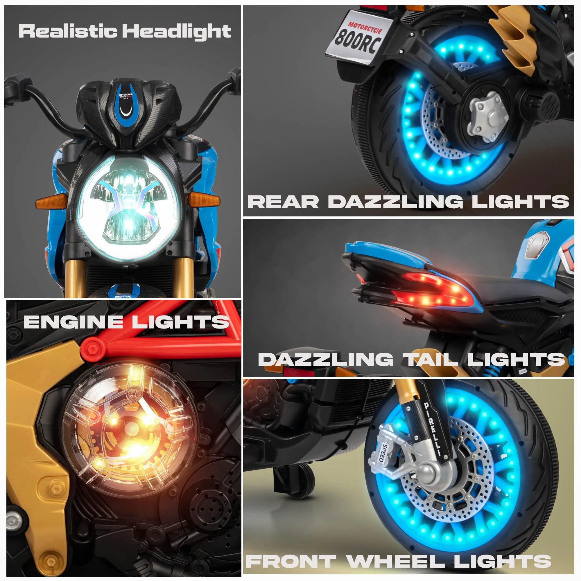 BAYBEE MTK Battery Operated Bike for Kids with Hand Accelerator, Music & Light | Electric Bike for Kids to Drive 3 to 10 Years Boy Girl