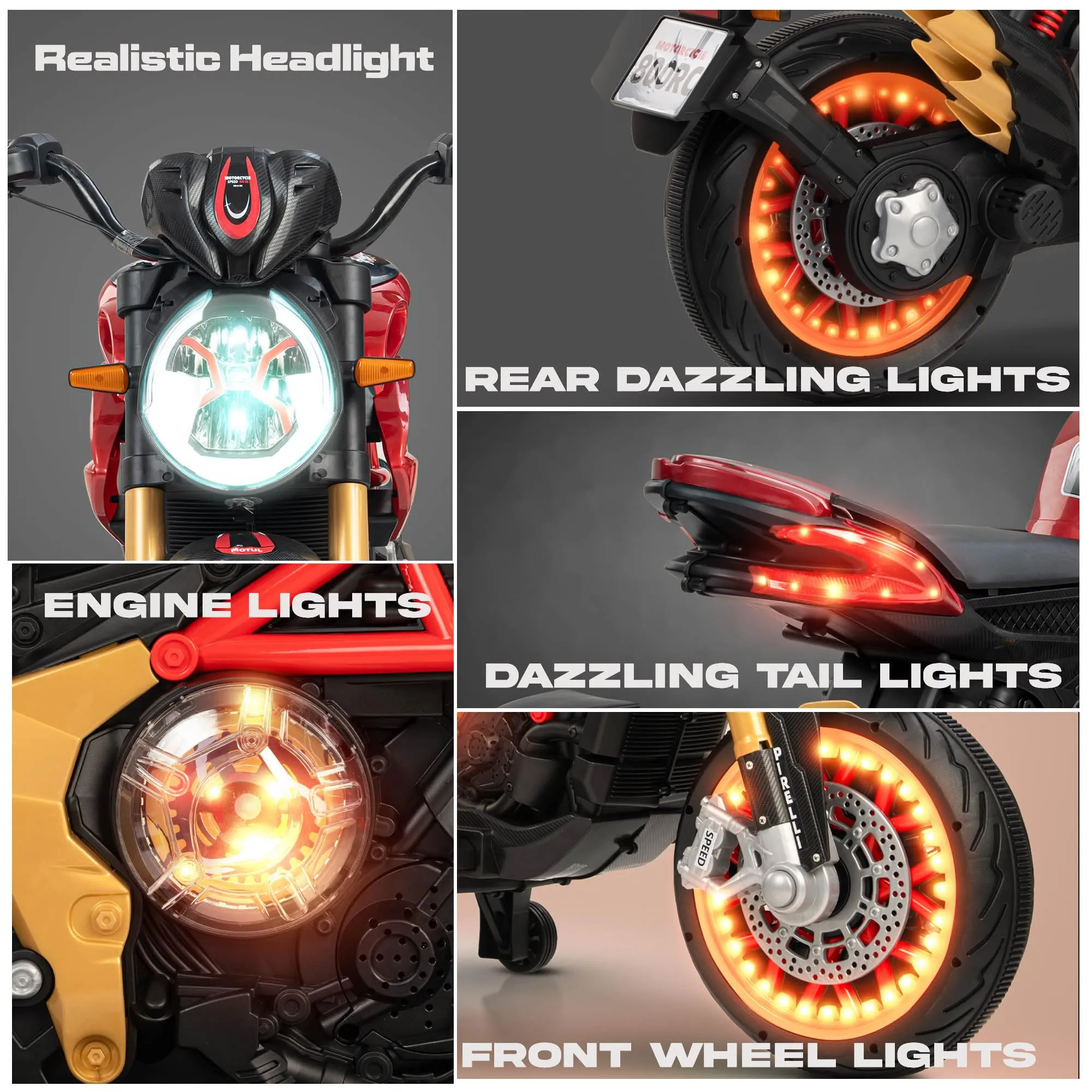 BAYBEE MTK Battery Operated Bike for Kids with Hand Accelerator, Music & Light | Electric Bike for Kids to Drive 3 to 10 Years Boy Girl