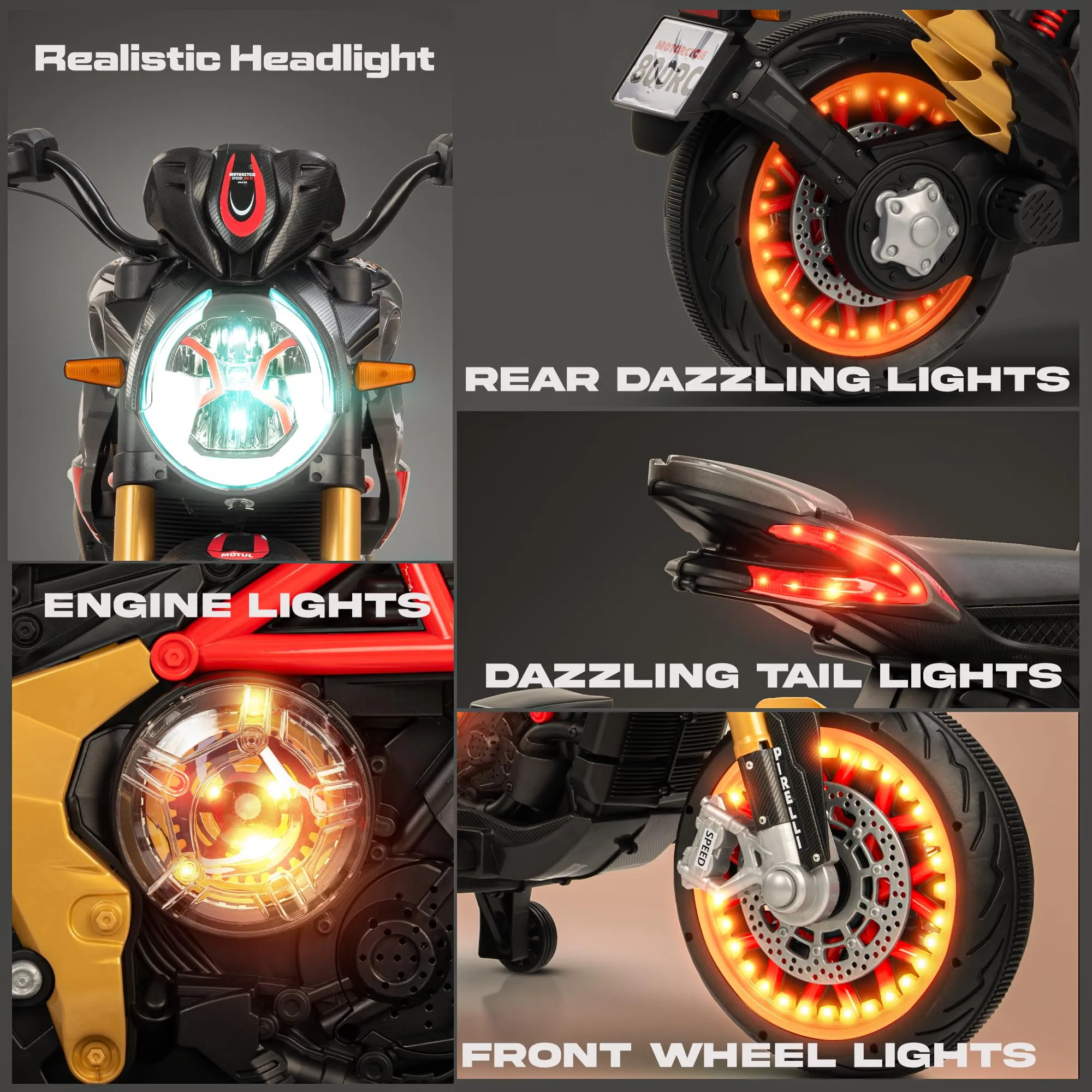 BAYBEE MTK Battery Operated Bike for Kids with Hand Accelerator, Music & Light | Electric Bike for Kids to Drive 3 to 10 Years Boy Girl