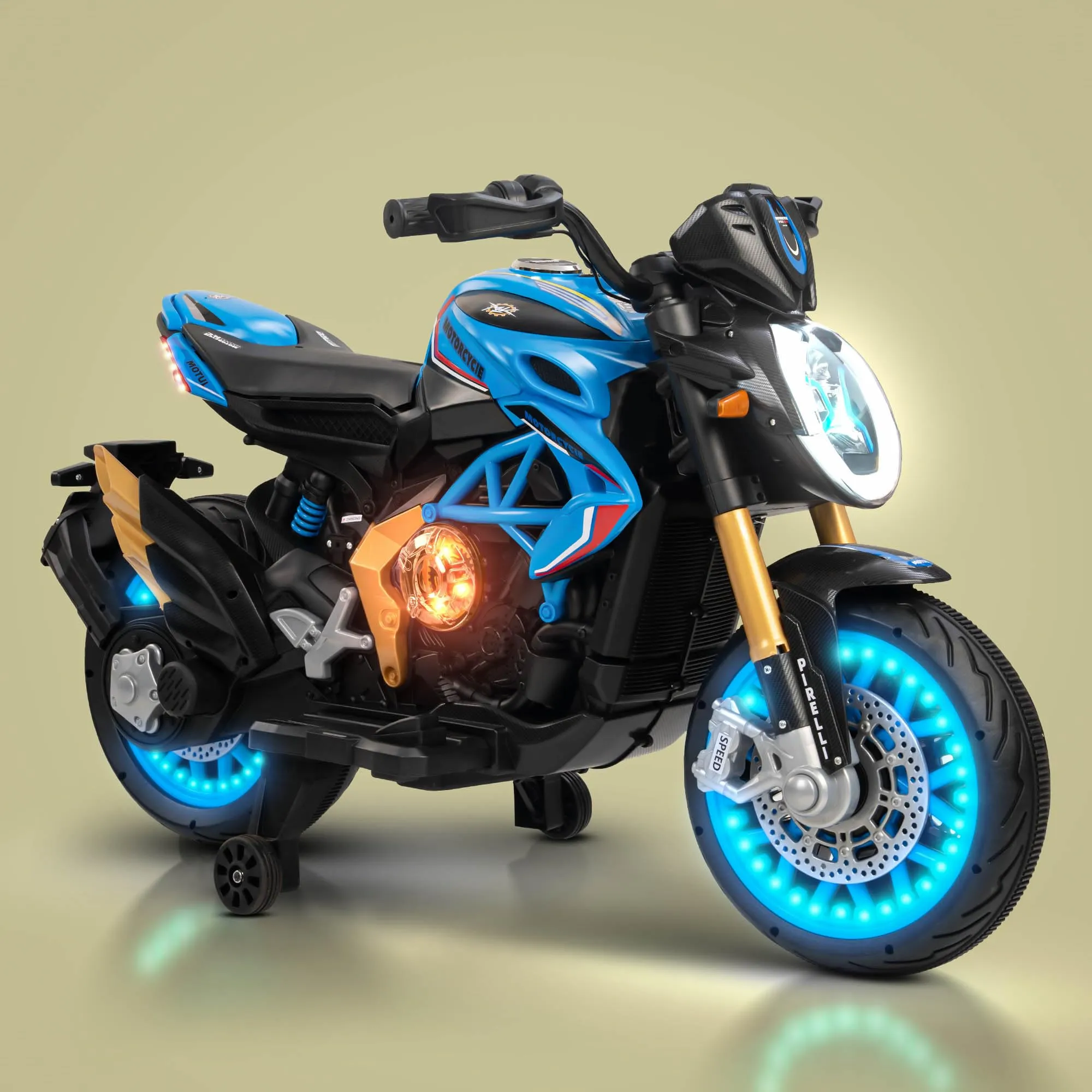 BAYBEE MTK Battery Operated Bike for Kids with Hand Accelerator, Music & Light | Electric Bike for Kids to Drive 3 to 10 Years Boy Girl