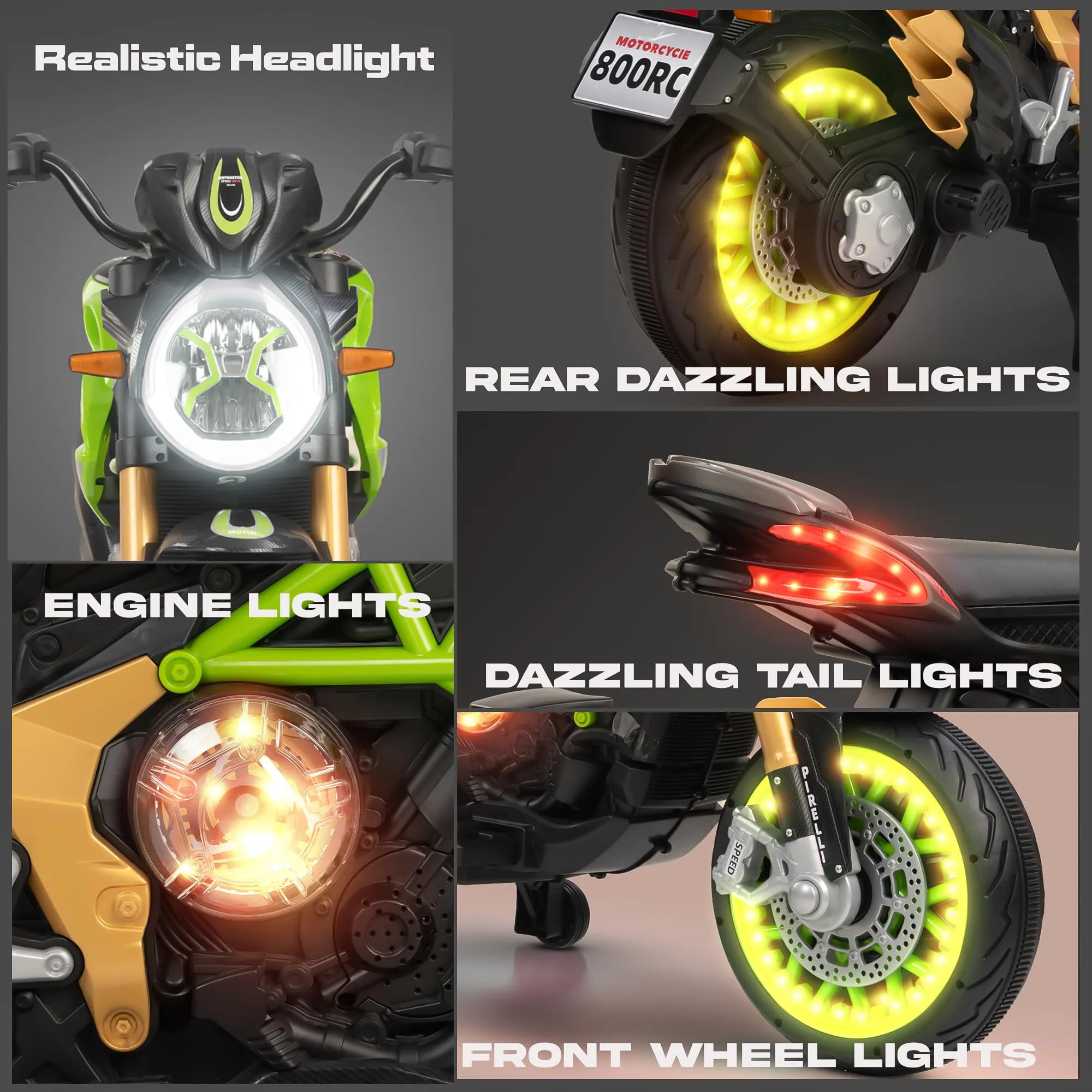 BAYBEE MTK Battery Operated Bike for Kids with Hand Accelerator, Music & Light | Electric Bike for Kids to Drive 3 to 10 Years Boy Girl