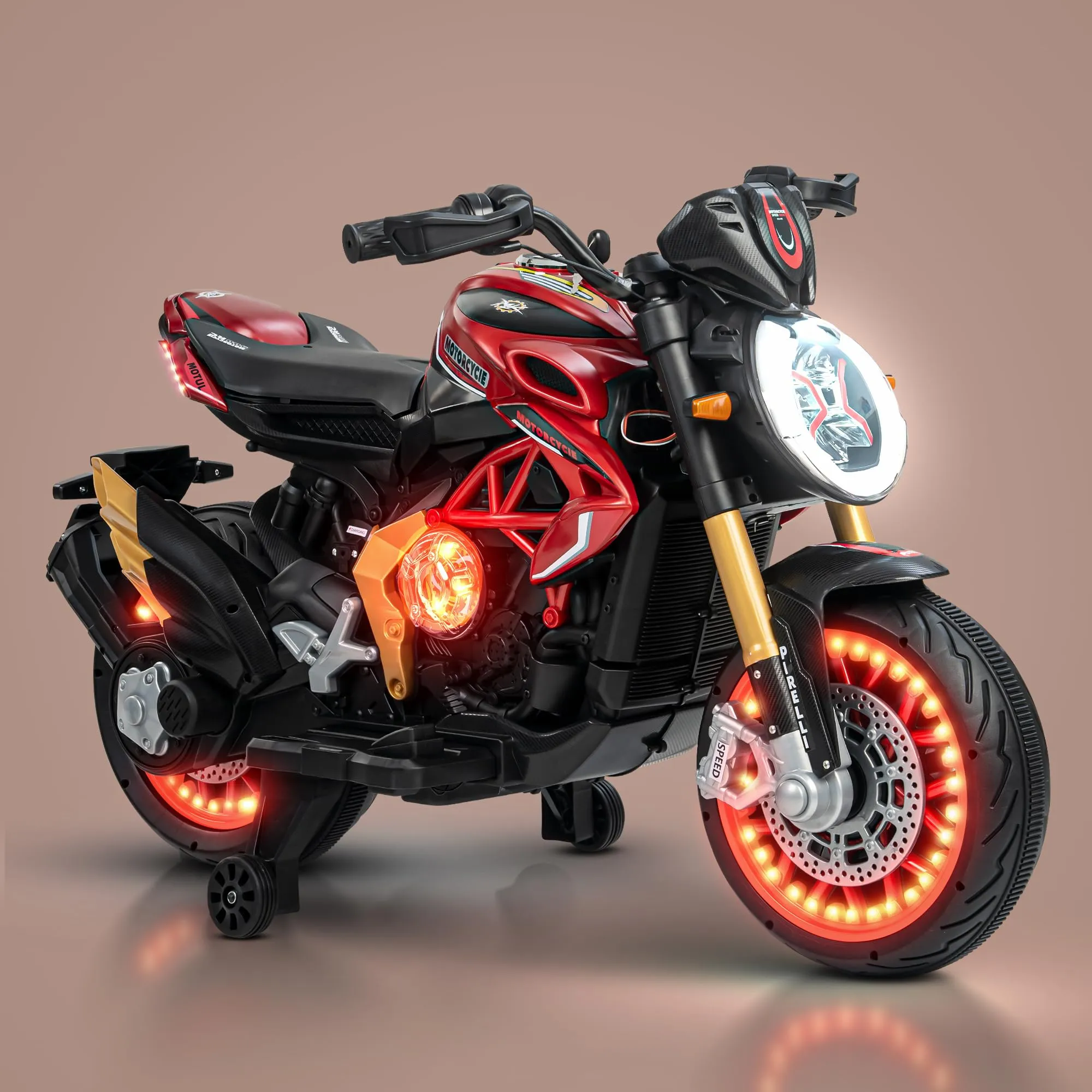BAYBEE MTK Battery Operated Bike for Kids with Hand Accelerator, Music & Light | Electric Bike for Kids to Drive 3 to 10 Years Boy Girl