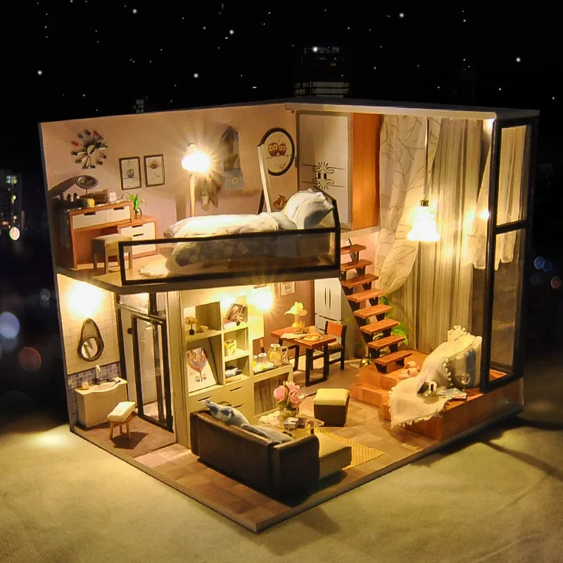 Bedroom loft house | Wooden 3D  kits | Furniture, Fitting and Lights