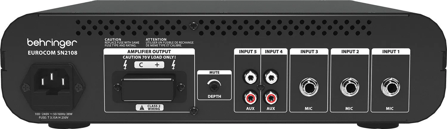 Behringer SN2108 80 Watt Mixer Amplifier (70V 3 2 Inputs)