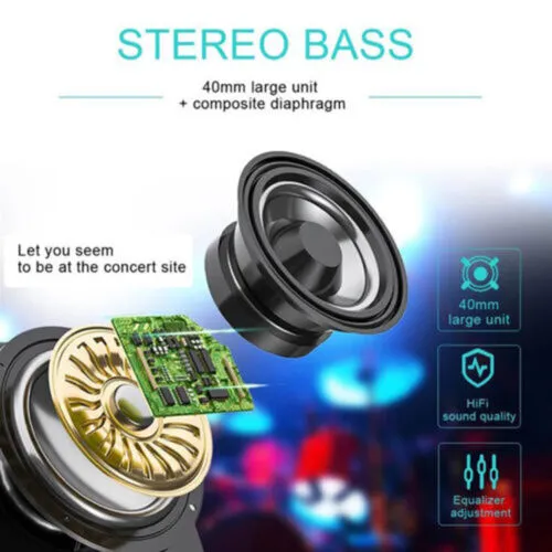 Bluetooth Foldable Headphones w/ Super Bass & Mic