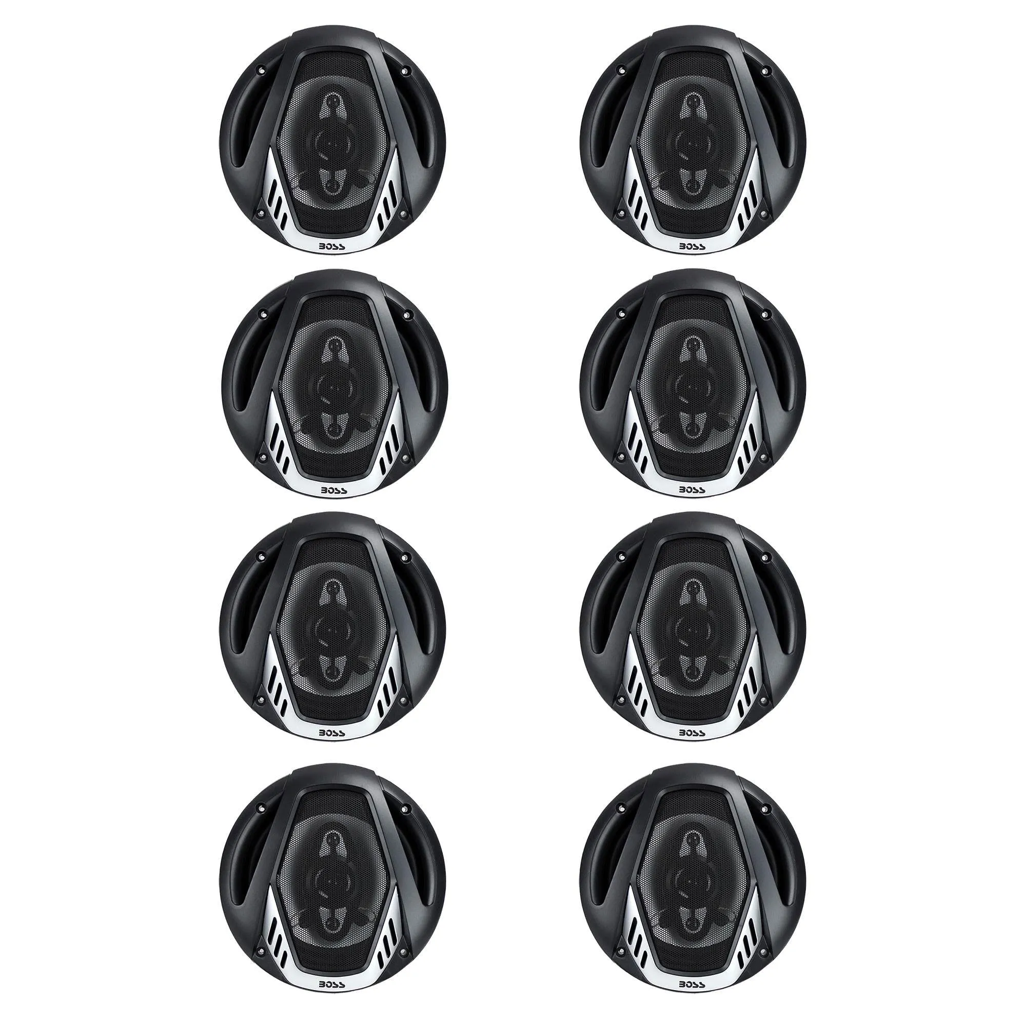 BOSS NX654 6.5" 400W 4-Way Car Audio Coaxial Speakers Stereo, Black (8 Speakers)