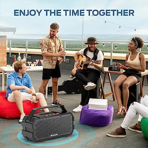 BUGANI Bluetooth Speaker, 40W Portable Bluetooth Speakers with Stereo Loud Sound, 24H Playtime, Built-in Mic, Support TF Card/AUX, IPX6 Waterproof Outdoor Speaker for Camping Beach Party