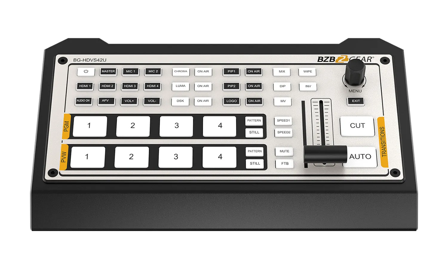 BZBGEAR 4-Channel/Input HDMI Live Streaming Video/Audio Production Switcher and Mixer with Intergrated Capture Card