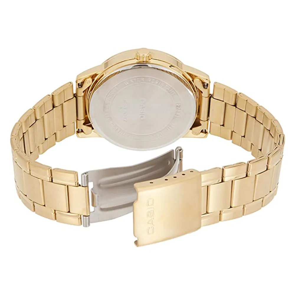 Casio Mens Standard Analog Black Dial Gold Tone Stainless Steel Date Watch - MTP-V002G-1BUDF