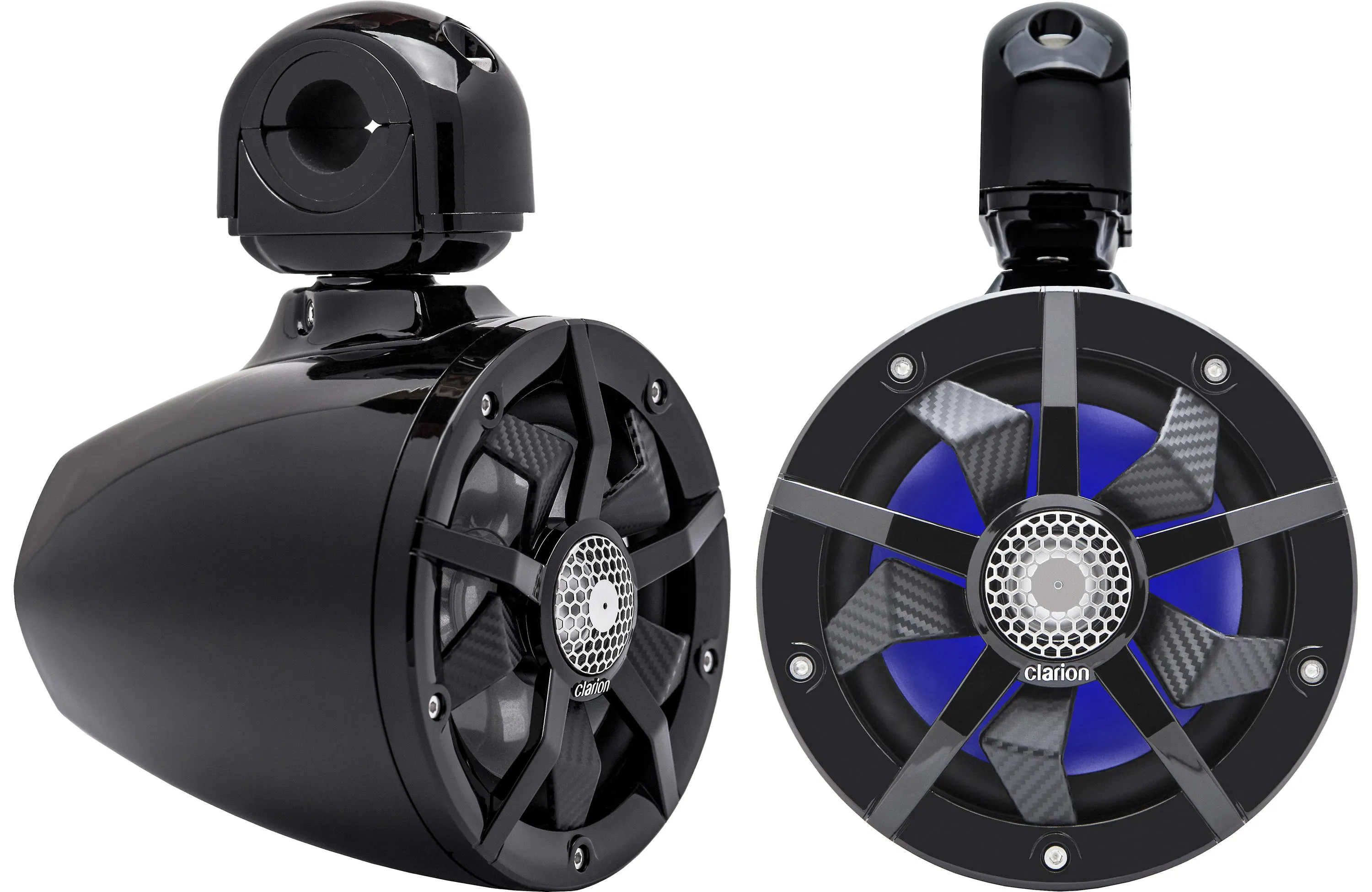 Clarion CM1624TB 6.5" Marine Black Tower Speakers w/ Swiveling Clamps