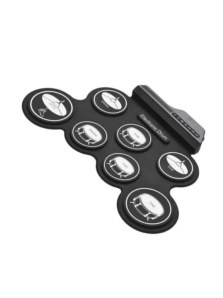 Compact Size USB Roll-Up Silicon Drum Set Digital Electronic Drum Kit 7 Drum Pads with Drumsticks Foot Pedals for Beginners Kids