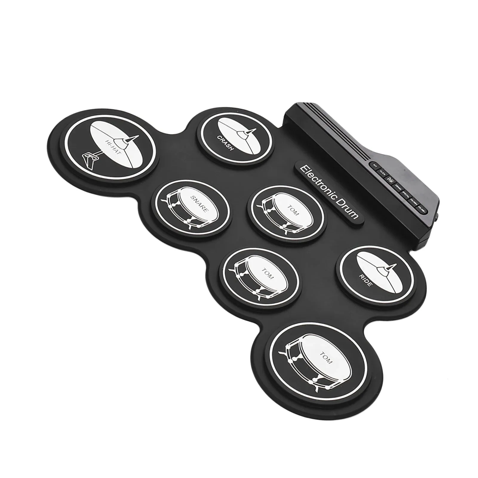 Compact Size USB Roll-Up Silicon Drum Set Digital Electronic Drum Kit 7 Drum Pads with Drumsticks Foot Pedals for Beginners Kids