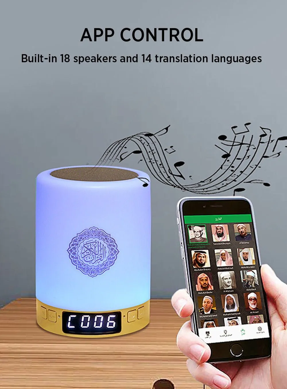 CRONY SQ-122 Bluetooth Quran Speaker Muslim Koran Reciter Support MP3 FM 8GB TF Card Radio Quran Speakers With Remote Control 14 Languages 5.0