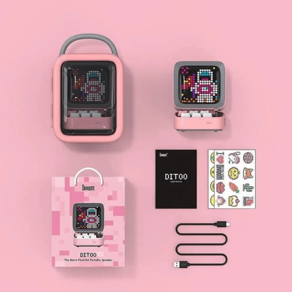 Divoom Ditoo Plus Pixel Art Display Bluetooth Speaker Pink
