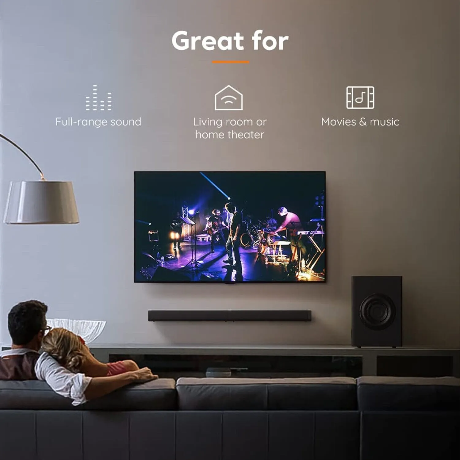 DR.J Professional 65896 Soundbar with Subwoofer, 2.1 CH Separable Sound Bars for TV