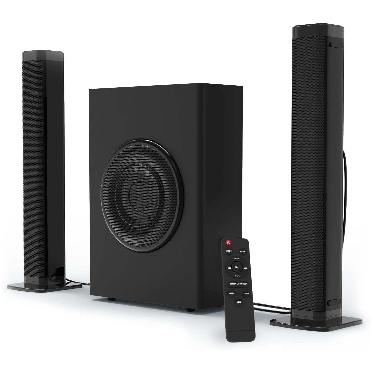 DR.J Professional 65896 Soundbar with Subwoofer, 2.1 CH Separable Sound Bars for TV