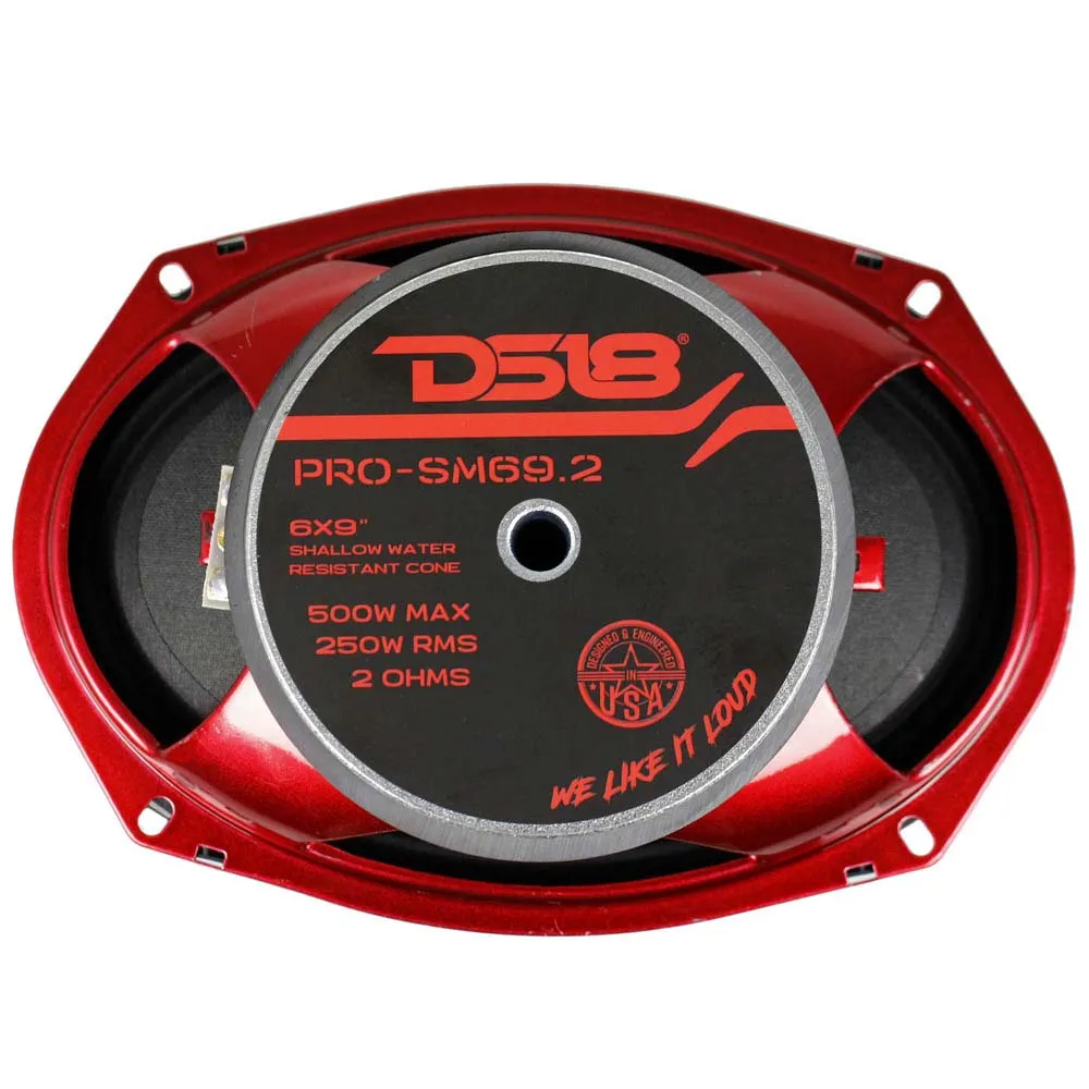DS18 6x9" Midrange Speaker 500 Watts 2 Ohm Water Resistant Motorcycle PRO-SM69.2